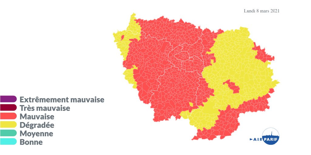 valdemarne_94's tweet photo. #Meteo94 #QualiteAir
ℹ️ @Airparif prévoit un épisode de pollution pour la journée de demain, mardi 9 mars, avec un risque de dépassement du seuil d’information pour les particules PM10.
Plus d'infos ⤵️ https://t.co/qHNFmu2U4M