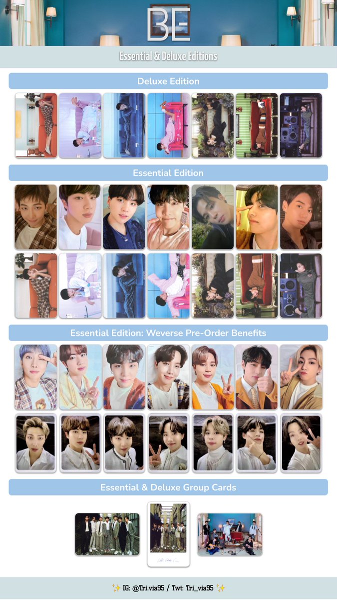 Update 3: BTS be Photocards - Essential and Deluxe Editions