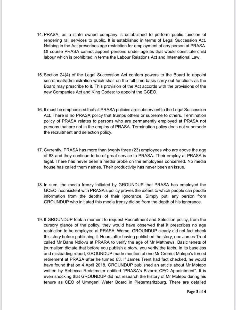 PRASA_Group's tweet photo. ❗️CLARIFICATION ABOUT THE RECRUITMENT PROCESS UNDERTAKEN IN THE APPOINTMENT OF THE PRASA’S GCEO - ZOLANI MATTHEWS❗️#FixingPRASA #PRASABoard https://t.co/NrAFYhJdKO