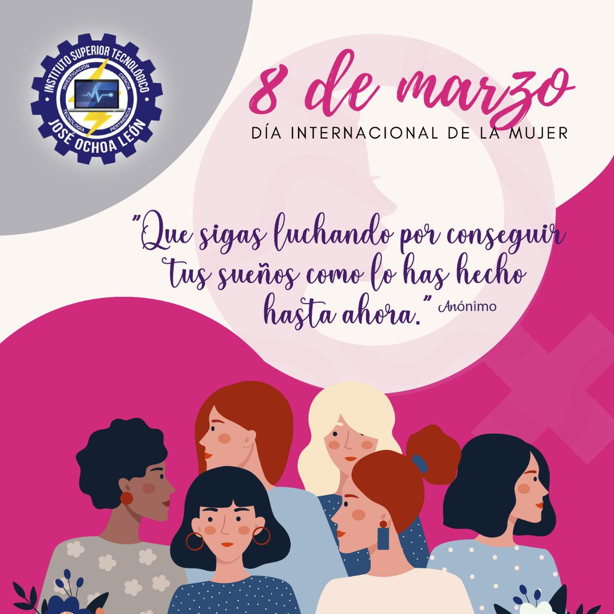 TecniJOL's tweet photo. Hoy #8M conmemoramos el #DíaDeLaMujer. Un agradecimiento especial a la mujer Ochoína que desde diferentes ámbitos contribuye al desarrollo de nuestro Instituto. @EduSuperiorEc 

#ISTJOL ⚙️ https://t.co/oOy0kZulvG