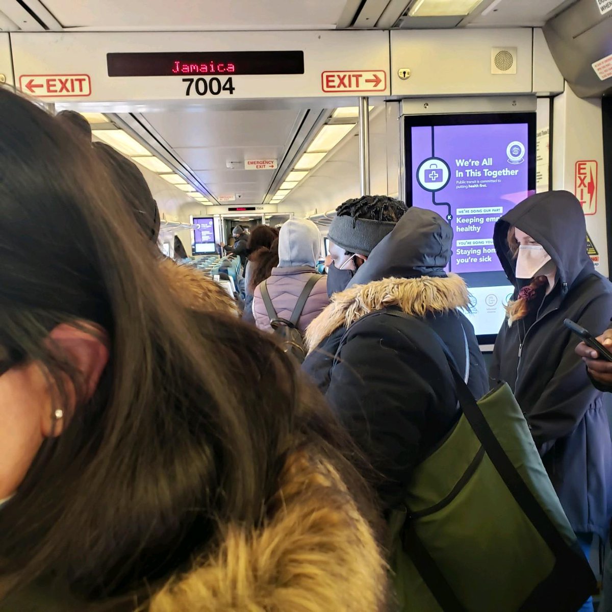 kamolin's tweet photo. @LIRR @ABC7NY @CBSNewYork The LIRR should be ashamed! Reducing rush hour service, reducing the number of cars on the train. Packed morning commute standing room only!! No social distancing/unsafe!  I can't go to a restaurant with family/friends but can stand on a packed train. https://t.co/ZrZQDihSCL