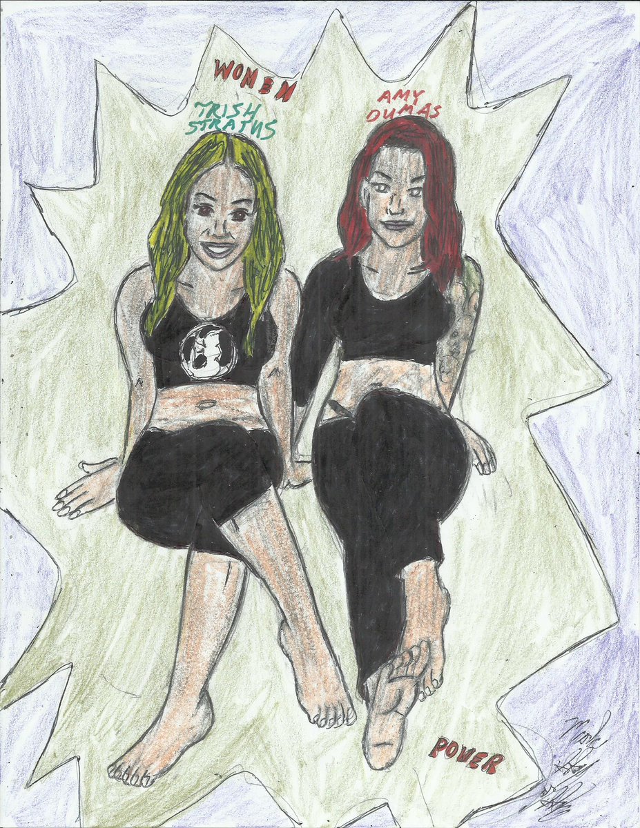 Happy International Women's Day @trishstratuscom Trish Stratus & @AmyDumas Amy Dumas!!!!!! Have a great & wonderful day. I hope you both like the new special portrait I have drew of you. Let me know what you ladies think. #artwork #trishstratus #amydumas  https://t.co/YHu7qw9237 https://t.co/ocQdVIIYDQ