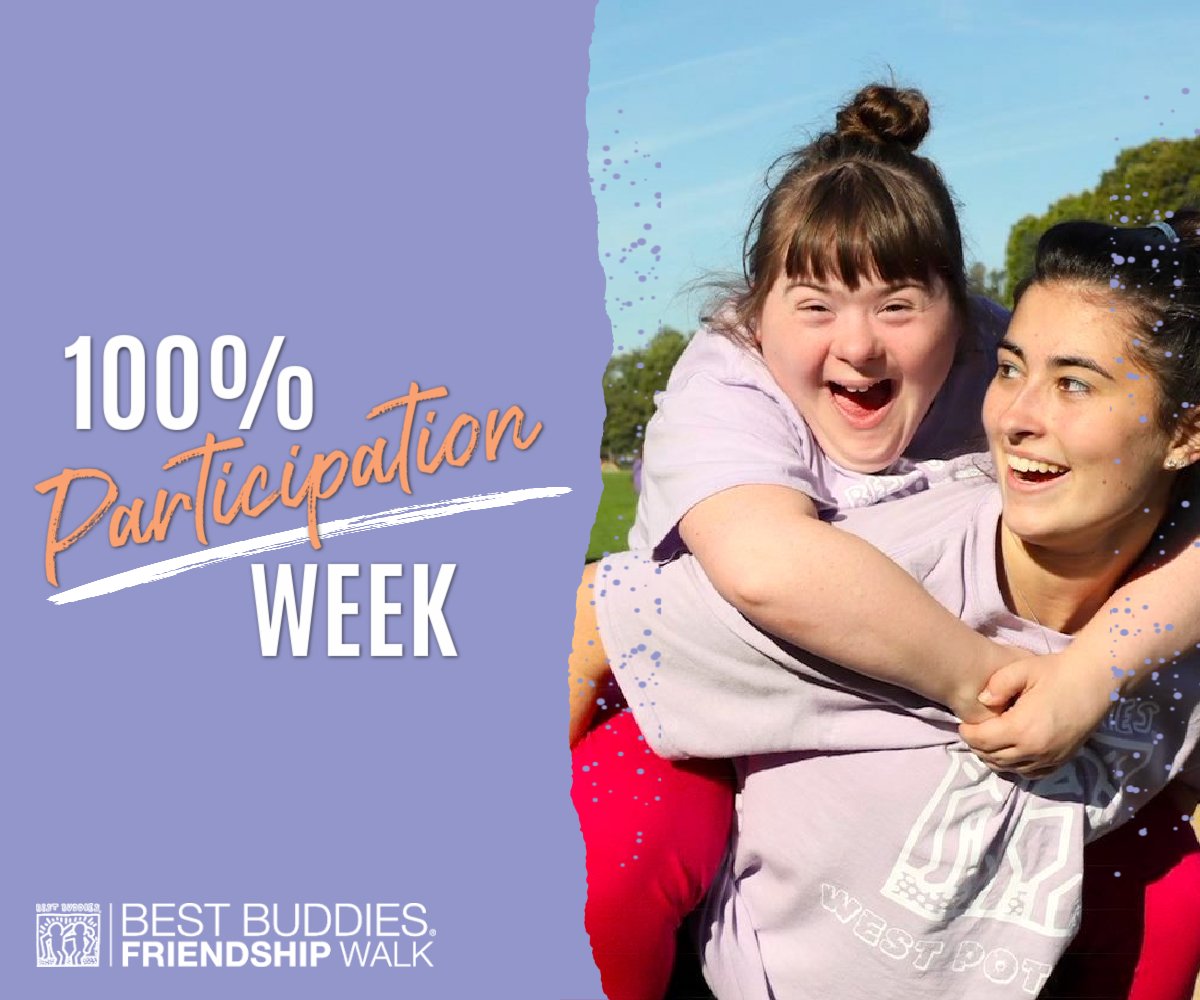 TODAY kicks off 100% Participation Week! 👟✨ If you support Best Buddies in Delaware, a great way to show it is by registering for this year’s Virtual Friendship Walk! Sign up today at bestbuddiesfriendshipwalk.org/delaware.