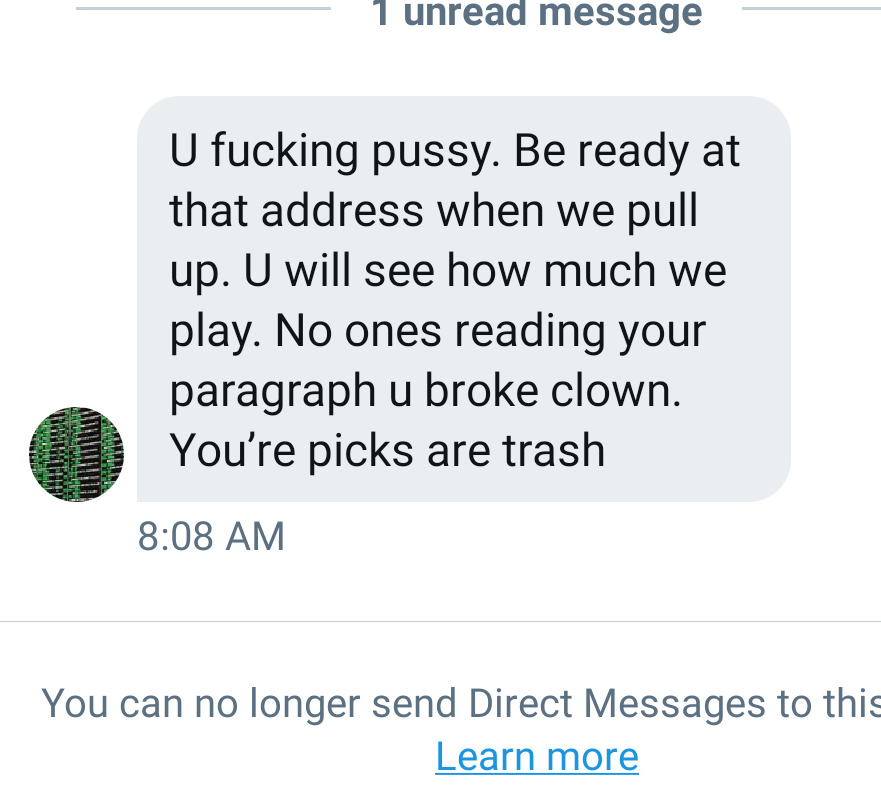 MRT2GPICKS's tweet photo. THIS GUY TOOK $80ยฃ FROM A prospect of mine
BE WARE ( 1st MSG IS FROM THE PROSPECT THE REST FROM THE THIEF)
IM FROM TEXAS WE STAY STRAPPED BUT IP ADDRESS ๐
BLOCKED BOTH PGS OF MINE
GUESS HE IS GUILTY LIKE ND RT TO HELP OTHERS STAY AWAY FROM SCAM https://t.co/xdIk6vlUdU