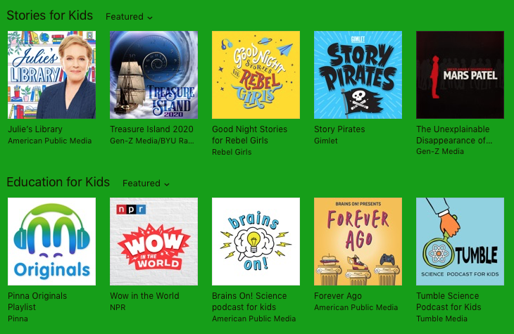 We're thrilled to be featured on @CommonSense 's Top Picks for @ApplePodcasts along with our kidcast friends at @Brains_On @wowintheworld @genzshows & @storypirates! Check out the rest of the curated shows by age & interest on the @ApplePodcasts app.