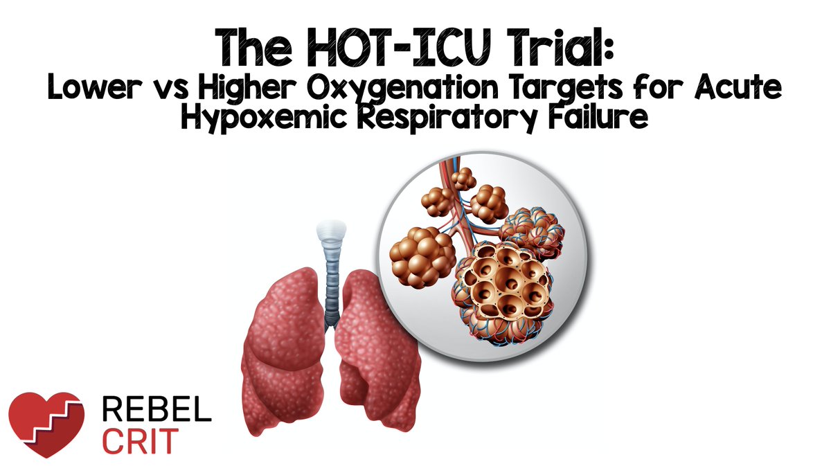 srrezaie's tweet photo. The HOT-ICU Trial: Lower vs Higher O2 Targets for Acute Hypoxemic Respiratory Failure via @JShethMD

-RCT of 2900pts
-Median O2 sat 93% vs 96%
-No diff in 90d Mortality
-Results not surprising
-Continue to target SpO2 of 92 to 96%

https://t.co/UioECUnUzW

#FOAMed #FOAMcc https://t.co/YcSWnWM5Es