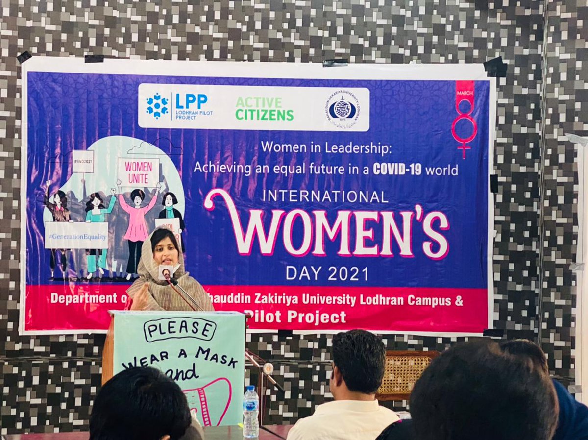 Glimpses of a seminar organised by our Active Citizens project on 'Women in Leadership: Achieving an equfuture in a COVID-19 world' in #Lodhran campus of Bahauddin Zakarya university. #InternationalWomensDay
#GenerationEquality