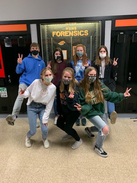 Congrats on an awesome showing @ FortAtkinson Forensics Tournament!  Jada and Connor took 1st in playacting, Audrey and Gabby took 3rd in playacting, Maggie took 1st in Farrago, and Megan Purtell took 5th in prose!  HUHS took home 1st place team trophy!