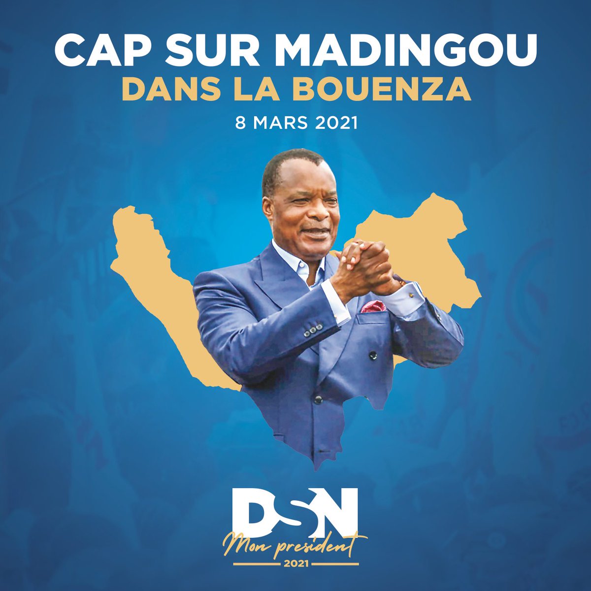 📅 Agenda | Après son meeting réussi de #Sibiti, @SassouCG  met à présent le cap sur #Madingou #DSN2021