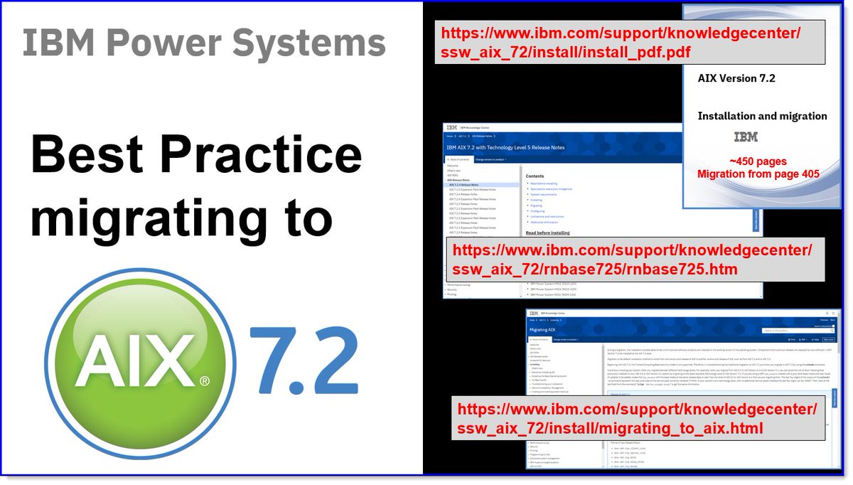 mr_nmon's tweet photo. Reminders & best practice of #AIX 7.2 migration process. Includes: best info sources in the #IBMKnowledgeCenter, Install/Migrate Manual (,pdf) and #ReleaseNotes for every 7.2 release.
See my #AIXpertBlog web article on this important topic:
https://t.co/MOJkGBKzh2
#AIX72 #IBMAIX https://t.co/sNXjb1ih0Y