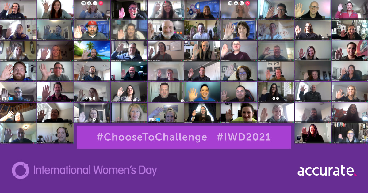 AccurateBG's tweet photo. When we #ChooseToChallenge gender bias and question stereotypes and inequality, we create an inclusive world. Accurate Background is proud to celebrate International Women's Day today. Join us by raising your hand. #IWD2021 #imAccurateBackground #AccurateCares #TeamAccurate https://t.co/CRXmTHRmNY