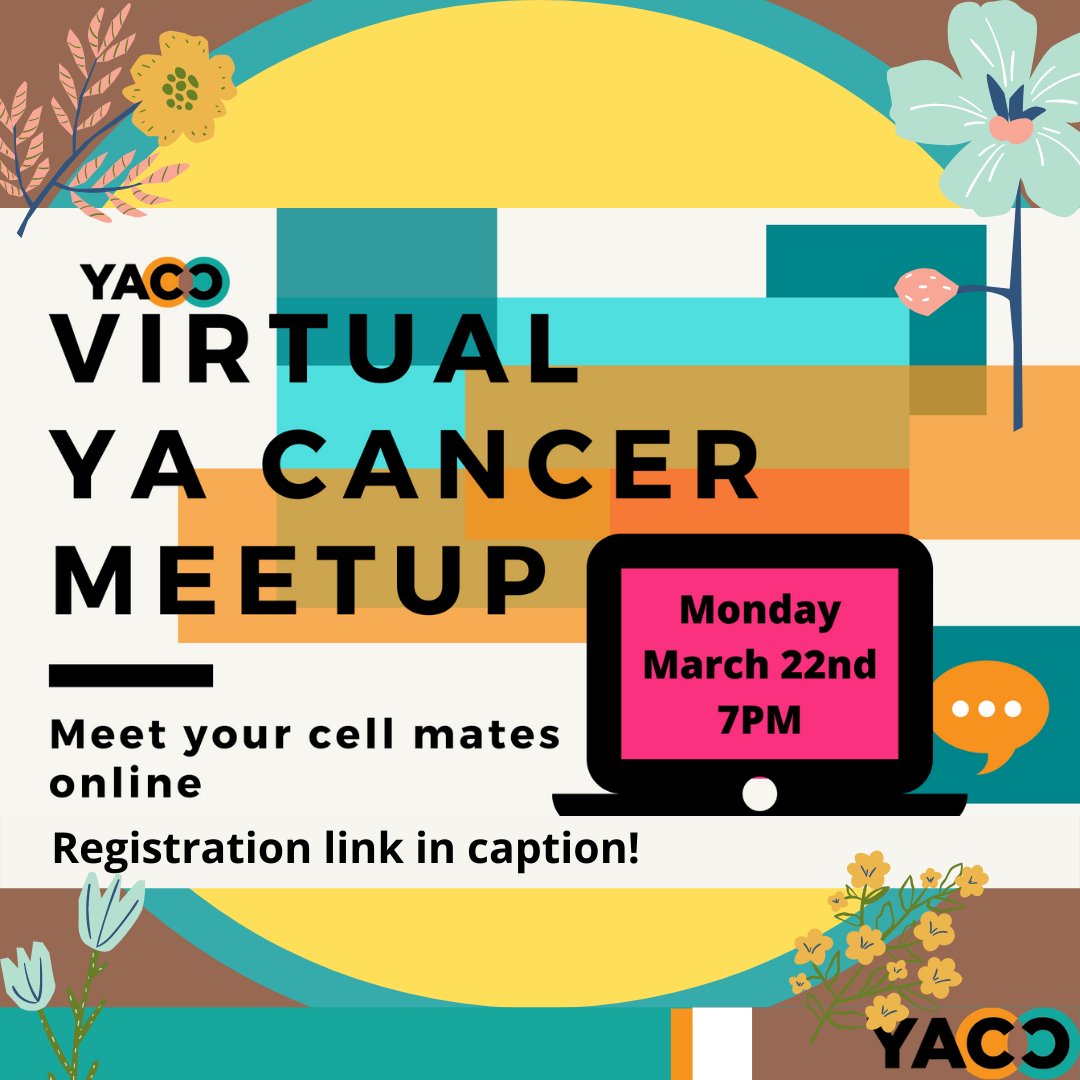 We're bringing back our hangouts! All young adults with cancer experience, wherever you're sheltering in place, are welcome! Digitally connect with others who can relate.

Registration link: eventbrite.com/e/young-adult-…
#YACC #AYACSM #youngadultcancer
 #AYACancer