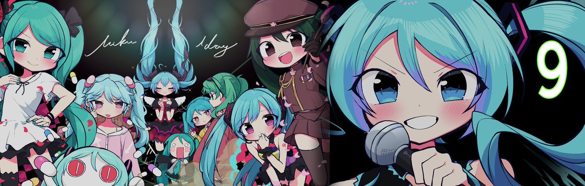 hatsune miku smile twintails multiple girls hat holding 6+girls long hair  illustration images