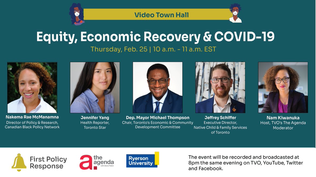 PolicyResponse's tweet photo. Happening tomorrow: First Policy Response teams up with TVO's @TheAgenda for a panel about how policy can support a more equitable recovery from #COVID19. Join us as we kick off the discussion at 10:00 a.m. Registration in link. https://t.co/5P0s41L9MZ https://t.co/08UpH9bapg