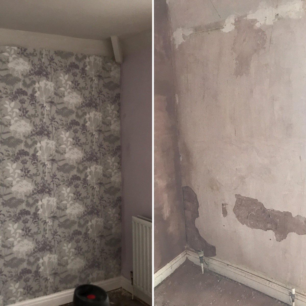 Before and after photos. Pleased with how this bedroom has turned out. Another happy customer. #plastering #wallpaper #painting #handyman #renovation #localbusiness #solihull #birmingham