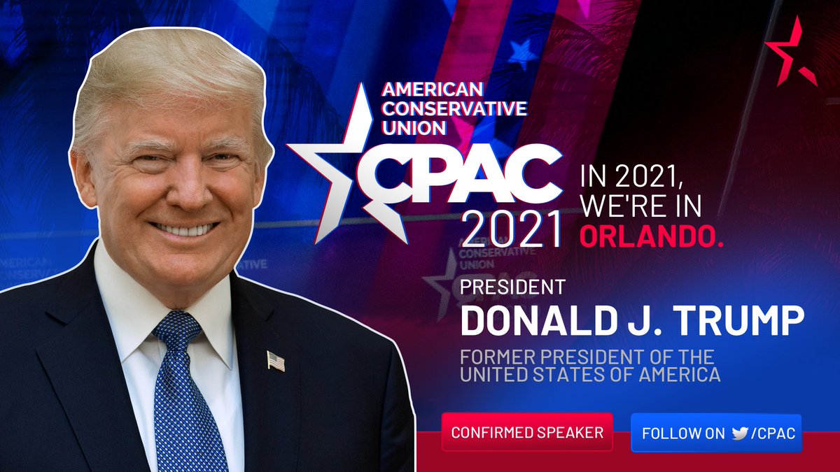 CPAC's tweet image. They have tried to cancel our values and now our voices. The time for silence is over. @CPAC is pleased to announce President Donald Trump who will help us #uncancel America and stop socialism. #CPAC2021