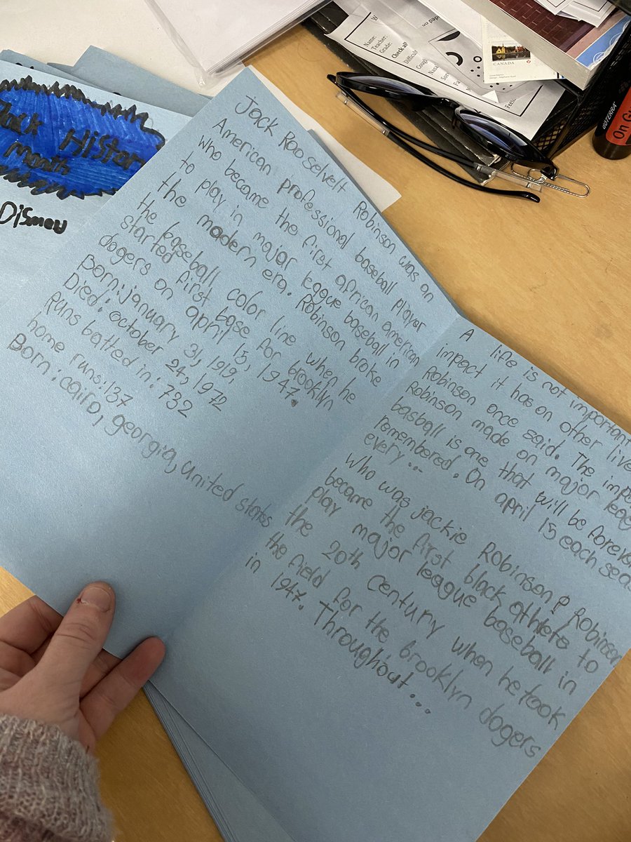 MsSkipwithLearn's tweet photo. We are creating booklets to educate other classes on important individuals for black history month! Viola Desmond, Harriet Tubman and Donovan Bailey were a few favourites  in our class. @holy_rosary_cs #ldcsb #BlackHistoryMonth2021 https://t.co/VVWYNvralZ