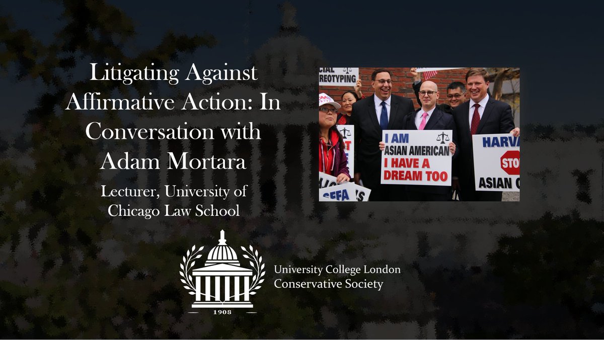 At 7pm UK time (in 10 mins!) we will be hosting Adam Mortara, a US lawyer, UK Barrister and law lecturer who argued in court against race-conscious university admissions. Tune in to learn about the US and UK legal systems!

us02web.zoom.us/j/86849131844?…