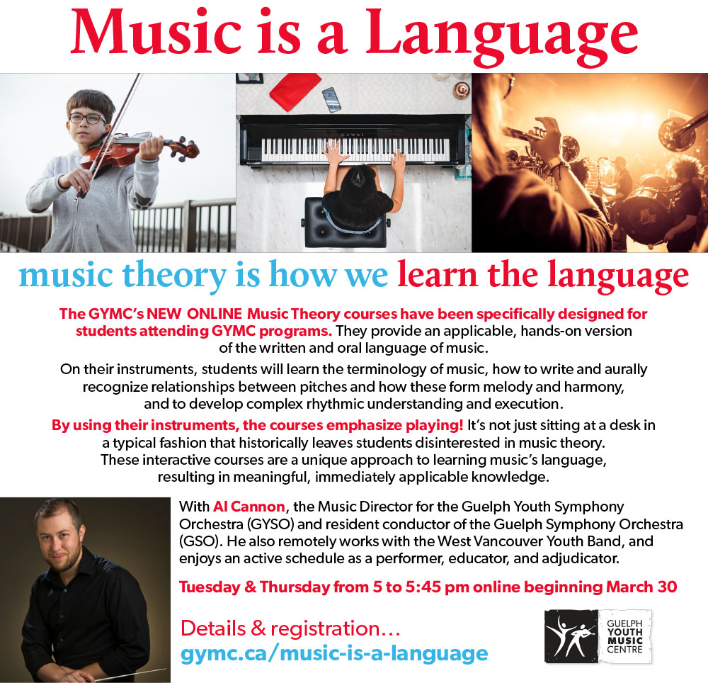 The GYMC introduces a new online music course that is FUN as well as educational. Tuesdays &amp; Thursdays beginning March 30. Details at gymc.ca/music-is-a-lan…