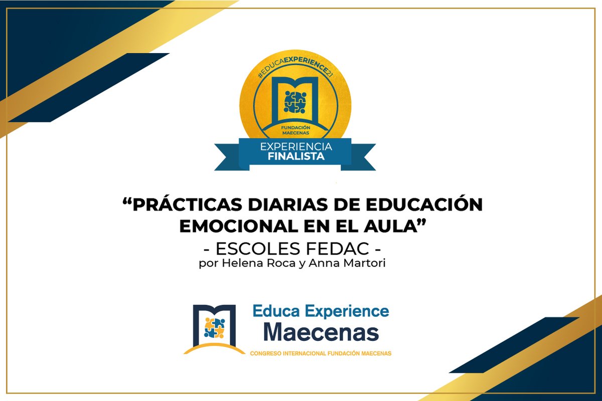 Selección de experiencias de aula.

📝👨🏻‍🎓💡 El Comité Organizador ha seleccionado las experiencias "Prácticas diarias de educación emocional en el aula" y "Museo y vida" como finalistas al Congreso #EducaExperience21. Enhorabuena! 👏🏼🥳