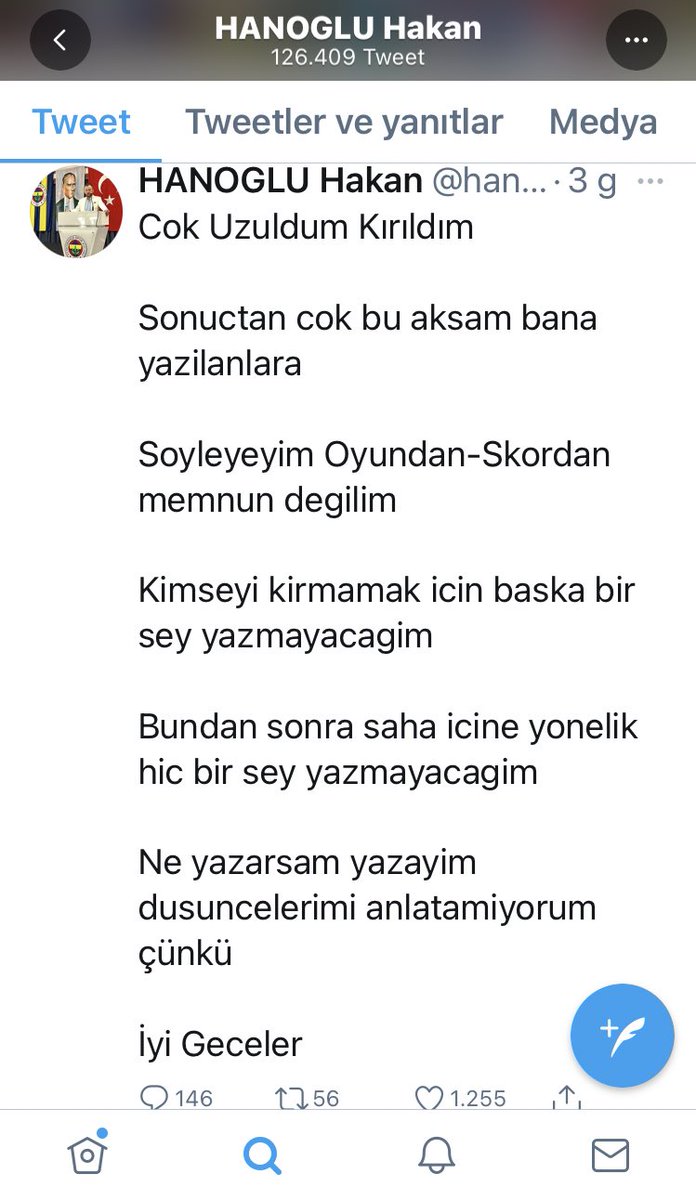 Her konu hakkında yorum paylaşım vs. yapan Fenerbahçe haklarını savunuyormuş gibi gözüken Fenerbahçeli Hakan Hanoğlu Göztepe maçından sonra çok savunduğu Hocası ve Başkanı yüzünden laf yiyince duygusal edebiyatı yapmış. Hocaya Başkana tek bir eleştiri yapamamış. https://t.co/FrTomG3yLP https://t.co/FWb1Lua0XR