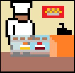 PixelsLittle's tweet photo. Hey everybody, I hope you're doing fantastic! I made a baker in his shop selling cakes and cookies :) My prompt was pastries, I'd like to thank my lovely girlfriend @klairvoyance for the inspiration. https://t.co/w3QU8DQb6f