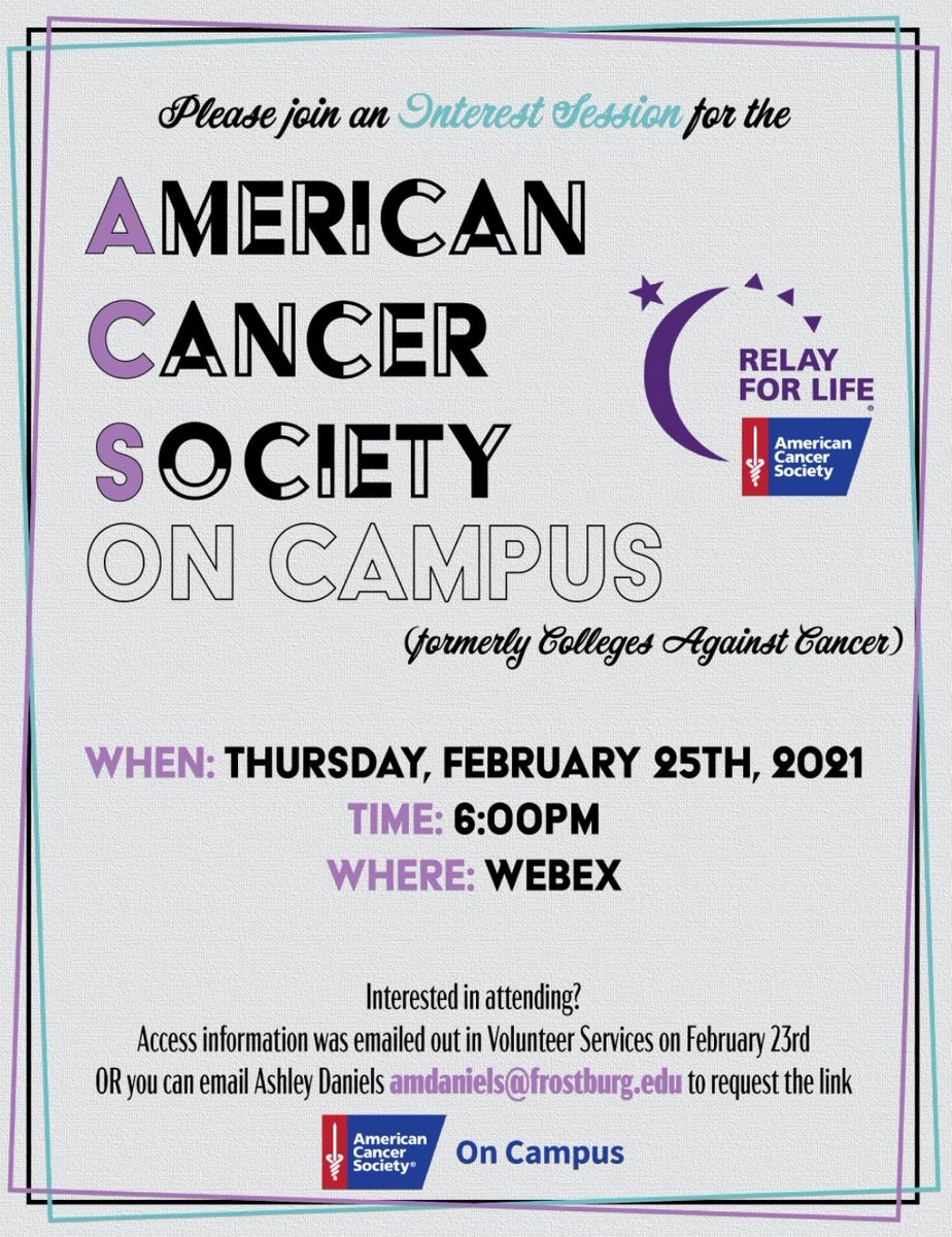Interested in finding out more info about ACS and Relay For Life?? Want to help be a part of the planning committee for Relay? Join us TOMORROW at 6pm!
