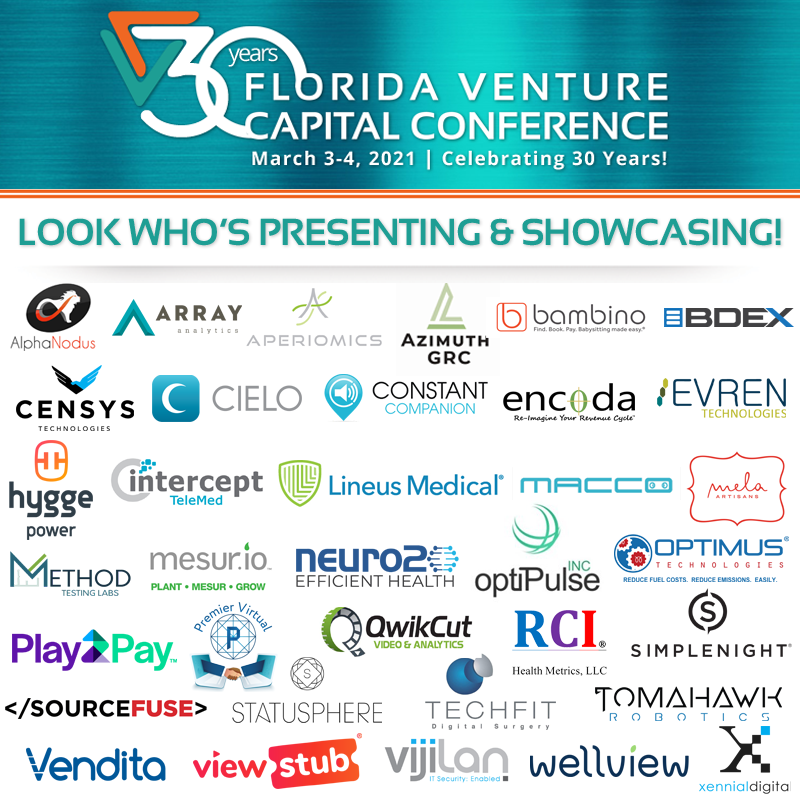 flventure's tweet image. FOR IMMEDIATE RELEASE: Florida Venture Forum Announces Presenting and Showcase Companies at the Annual Florida Venture Capital Conference.  bit.ly/2021FVCCCompan… #FVCC21 #VentureCapital  #ShowcaseCompanies #CapitalConference #floridaventurecapital #equity