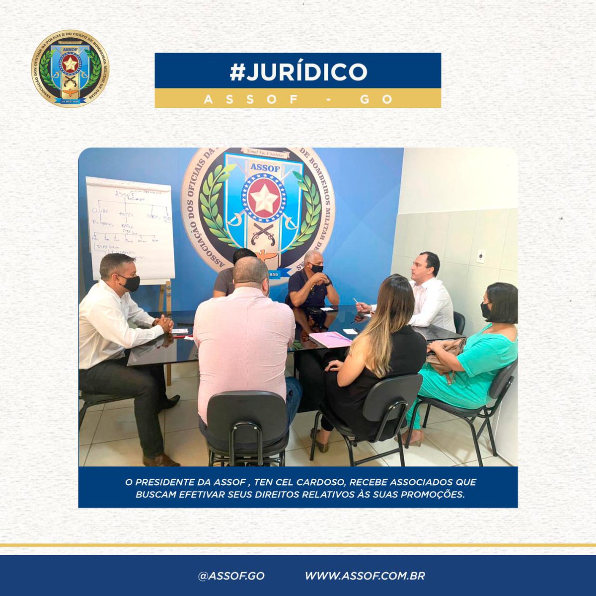 assofgo's tweet image. Nesta manhã, o presidente da ASSOF, Ten Cel PM Cardoso e o diretor do departamento jurídico, Ten Cel PM Lemos, recebeu tenentes que busca efetivar seus direitos relativos a suas promoções.
.
.
#assof #assofgo #avancaassof