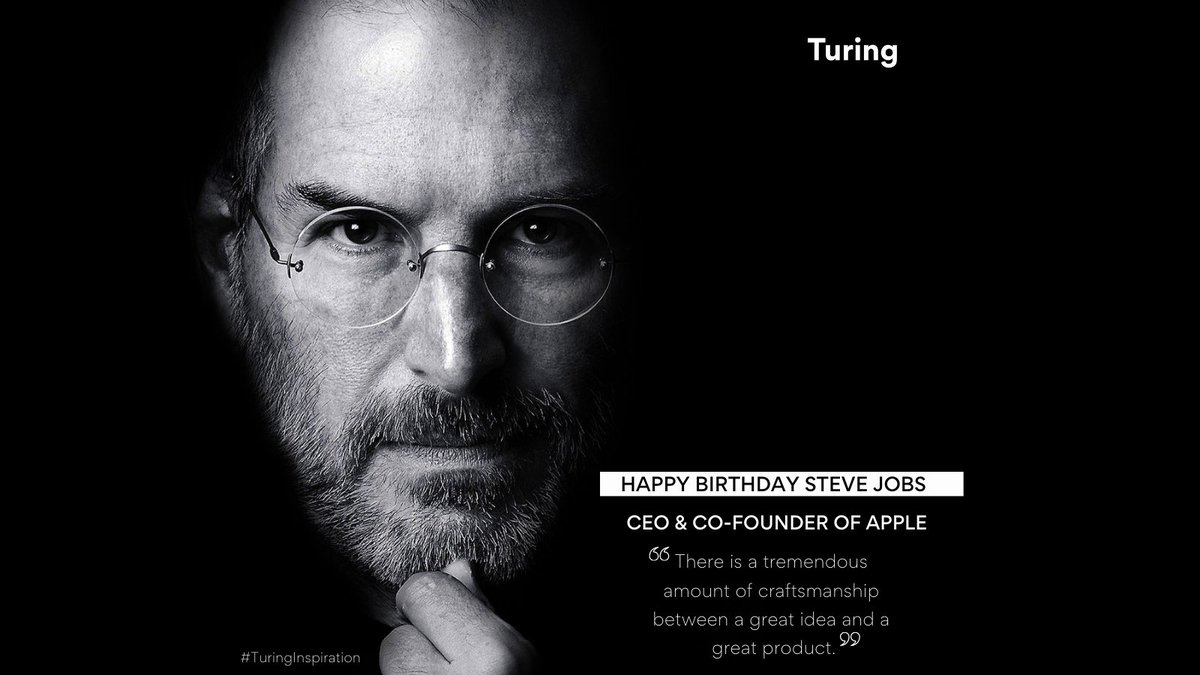 turingcom's tweet photo. Steve Jobs worked hard to turn a great idea into a great product. 💡

To this day, he remains one of tech's most visionary leaders. 💪

We celebrate the birthday of a true #TuringInspiration!
@Apple https://t.co/WCxyxWWN2b
