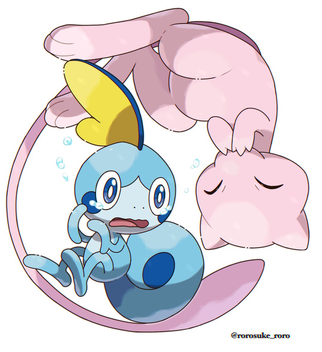 sobble pokemon (creature) blue eyes no humans closed eyes open mouth white background bright pupils  illustration images