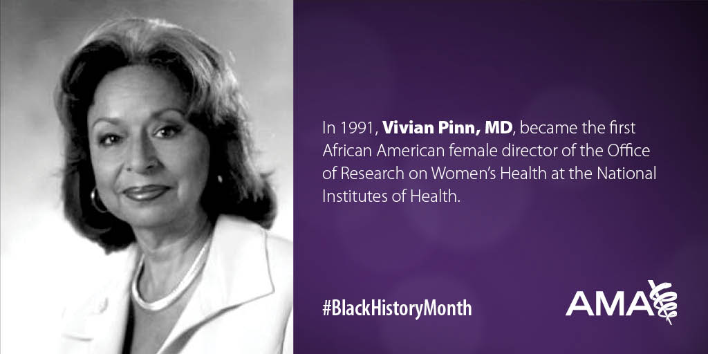 Vivian Pinn, MD is a trailblazer. In 1991, Dr. Pinn became the first African American female director of <a href="/NIH/">NIH</a>'s Office of Research on Women’s Health. #BlackHistoryMonth