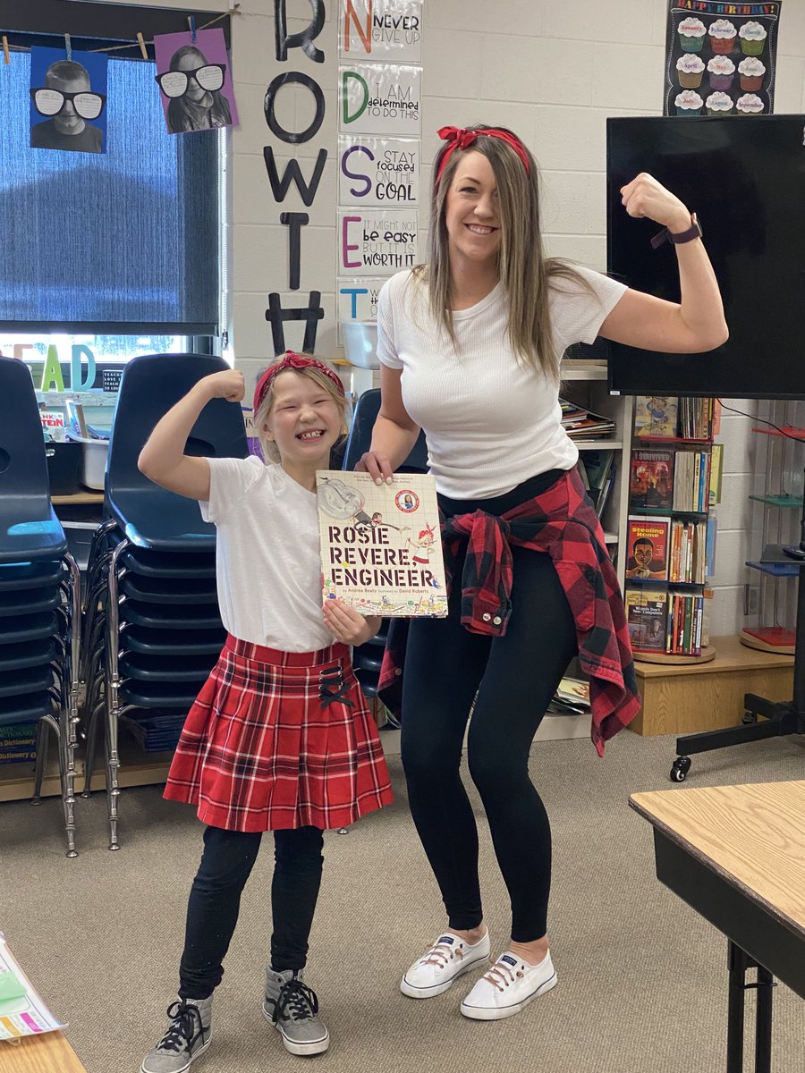 Indy_STEM's tweet photo. Today is "Dress Like Your Favorite Book Character" Day!  Ms. Chesness matched one of our 3rd grade students! https://t.co/1exBbxpM2k