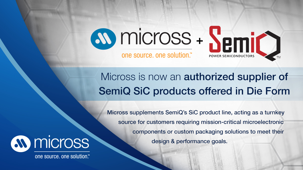 MicrossComps's tweet photo. #Micross is now an authorized #supplier of #SemiQ #SiC #products offered in Die Form #semiconductor #packaging #microelectronic #Electronics #Components #Aerospace #Defense More info: https://t.co/fIETWXNM4V https://t.co/w7WSZP4qUm