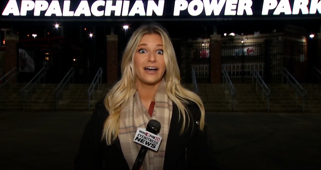 AvaMarieRash's tweet photo. When you find out the WV Power is back in business, and is now  in the Atlantic League ‼️

And yes, I did make these faces on live tv https://t.co/jnHEfqTV9z