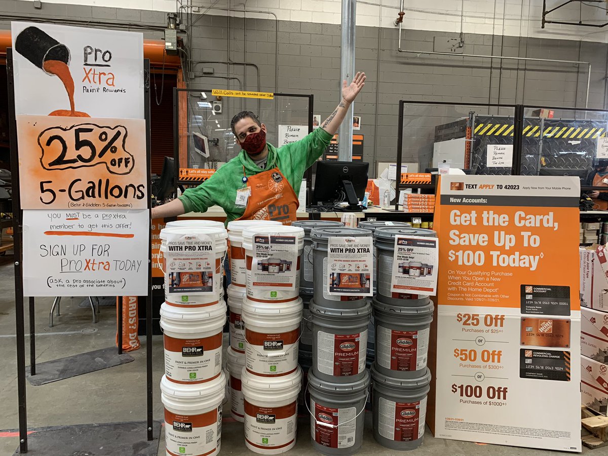 Great job <a href="/HomeDepot2505/">Home Depot Dundalk</a> shouting out the incredible deal this week on Behr and Glidden / PPG paints!  #painting Join #ProXtra today and learn how you can save in our stores!