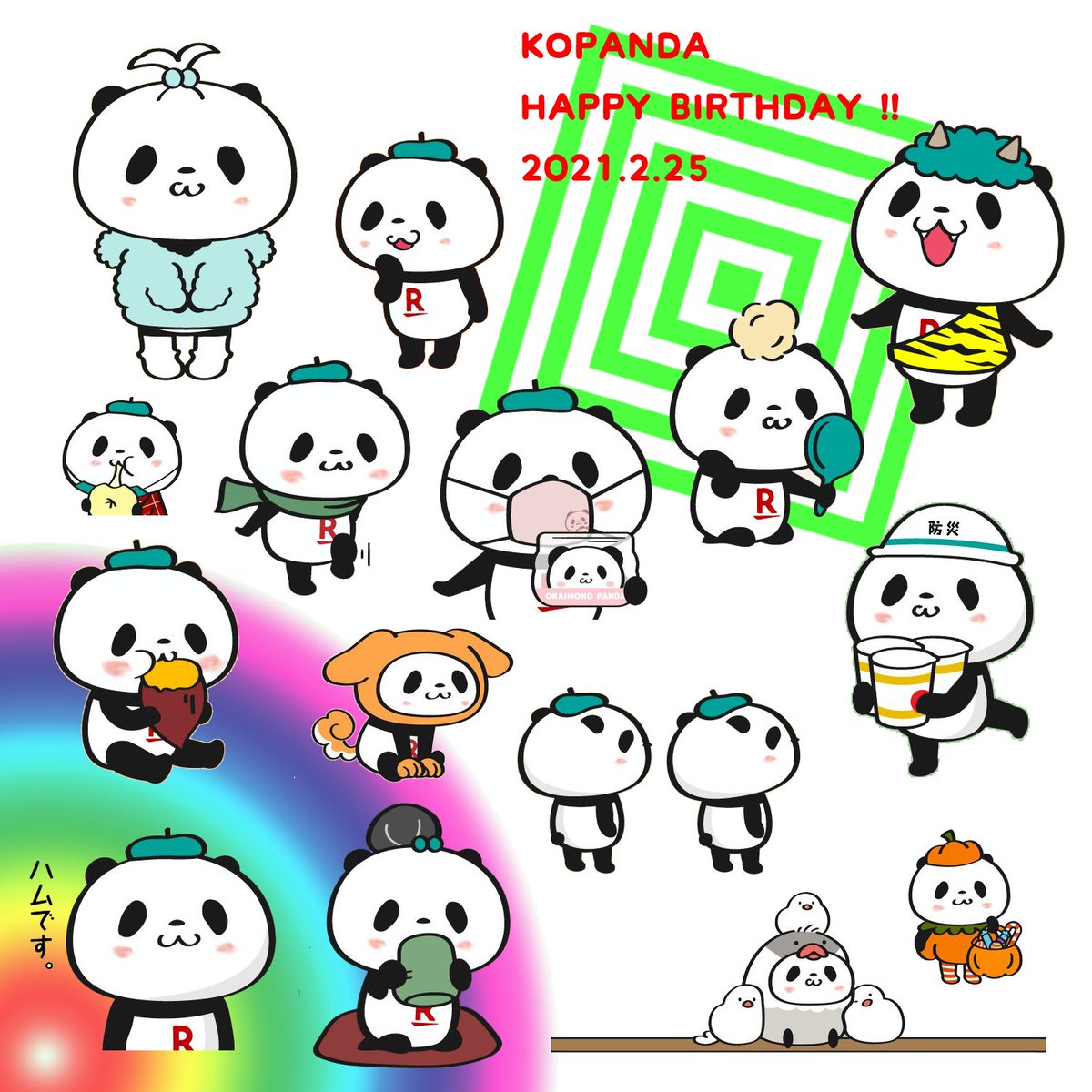 Buta お買いものパンダ 楽天パンダ 小パンダ誕生日おめでとうーーー これからもおパン おむぎ ぷちょまると仲良く楽しく過ごしてね 小パンダ 小パ誕 小パンダ誕生日 小パンダ生誕祭 小パンダ誕生祭 お買いもの パンダ