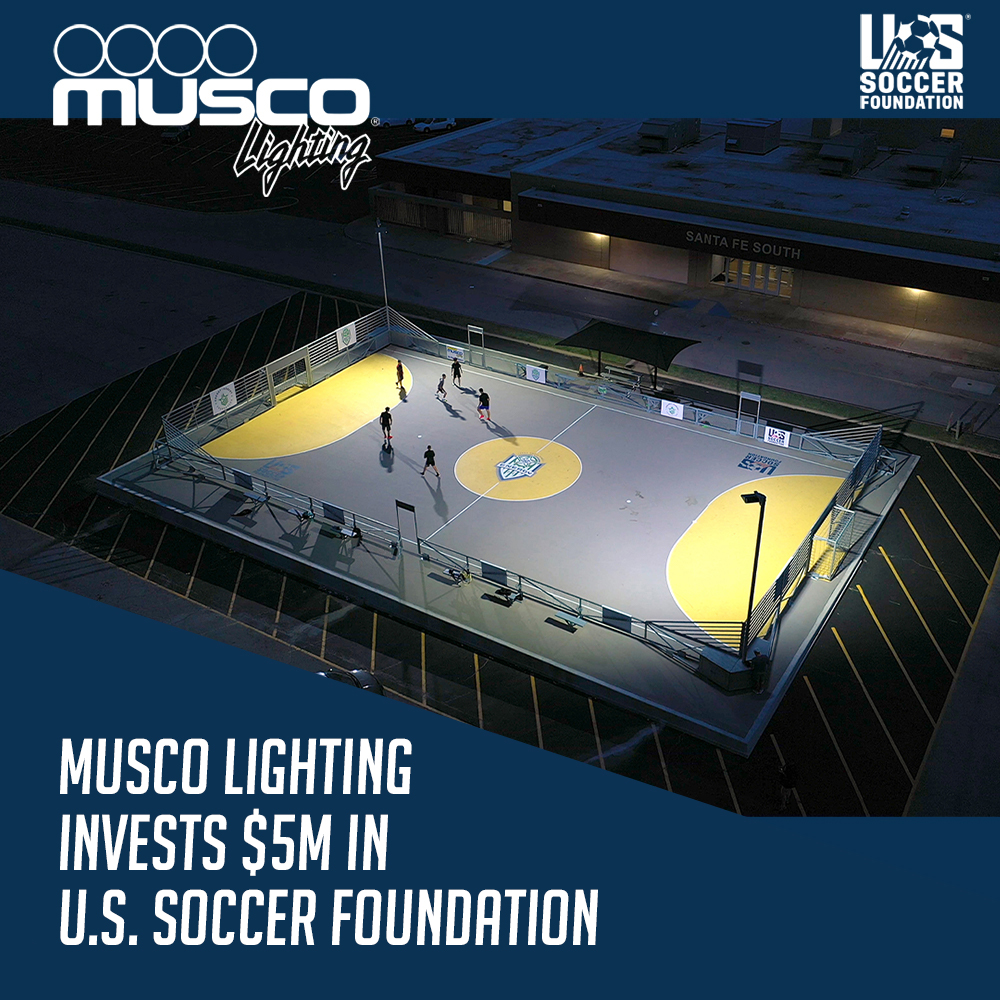 MuscoLighting's tweet image. We're excited to announce our continued partnership with the @ussoccerfndn. Together we will work to provide youth in underserved communities with the same opportunities to learn, play, and grow as their peers. Read the full announcement: musco.com/press-soccer-f…