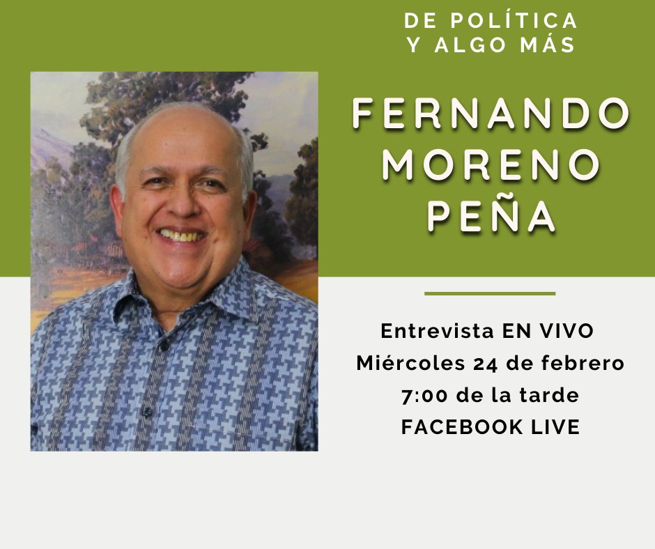 FMPColima's tweet photo. Este miércoles 24 de febrero a las 7 de la tarde  te invito a que veas la entrevista en vivo con Arturo Avalos Sandoval a través de la página de Facebook De Política y Algo Más. https://t.co/m6Cu7bshRN