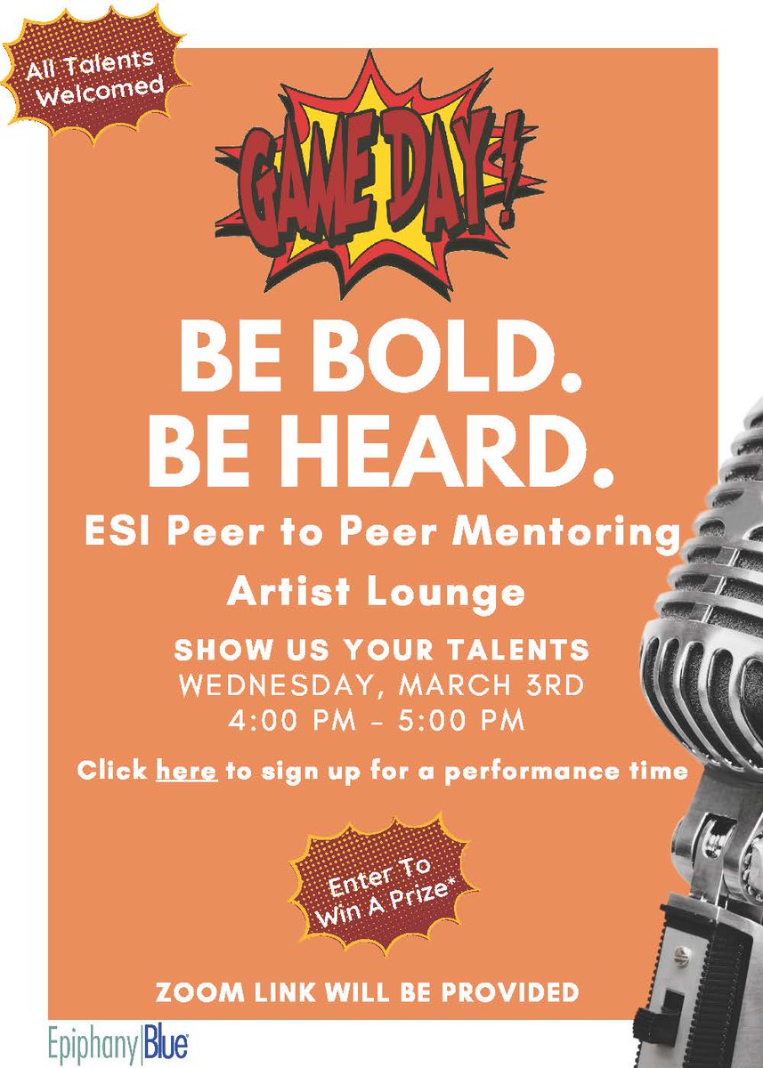 We want you to share your talents! Join us on Wednesday, march 3rd for our Artist Lounge! Check your emails for details!