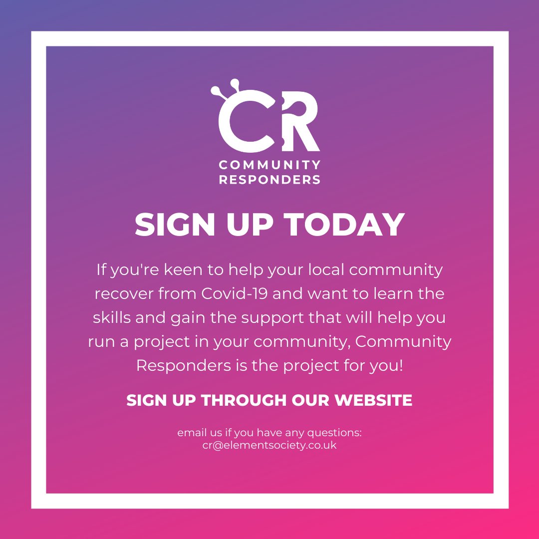 We're looking for young people (16-24) who want to help Sheffield recover from Covid-19! We're offering free workshops, training, and support that will help you help out your local community! Download the application form at elementsociety.co.uk/community-resp…