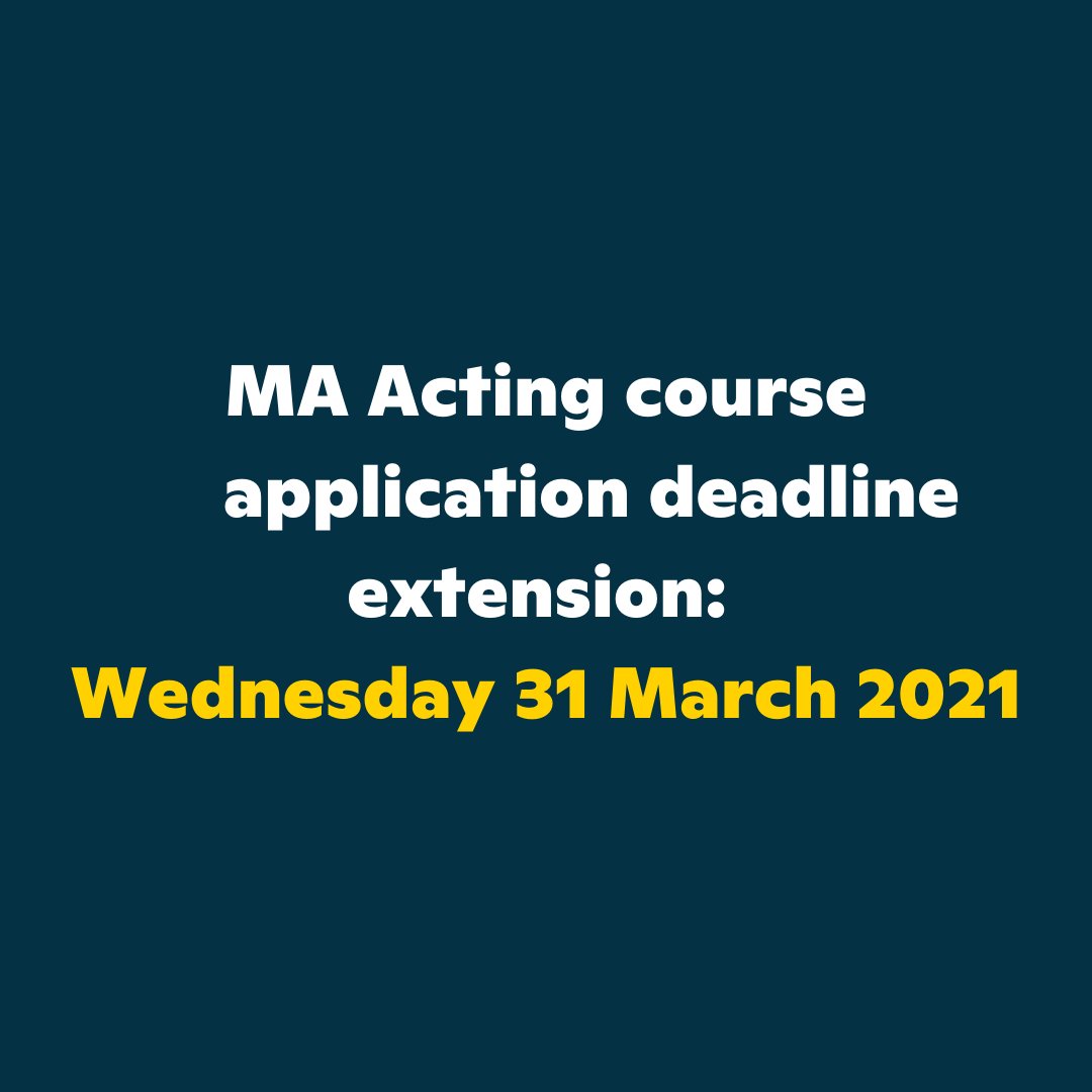 ArtsEdLondon's tweet photo. 📢 Attention! 📢 We have extended our MA Acting application deadline for September 2021 entry to Wednesday 31 March to allow everyone more time to submit their audition pieces. Find out more and apply: https://t.co/3oowC2AFM0 #ArtsEdMA https://t.co/vdY5UjEwzj