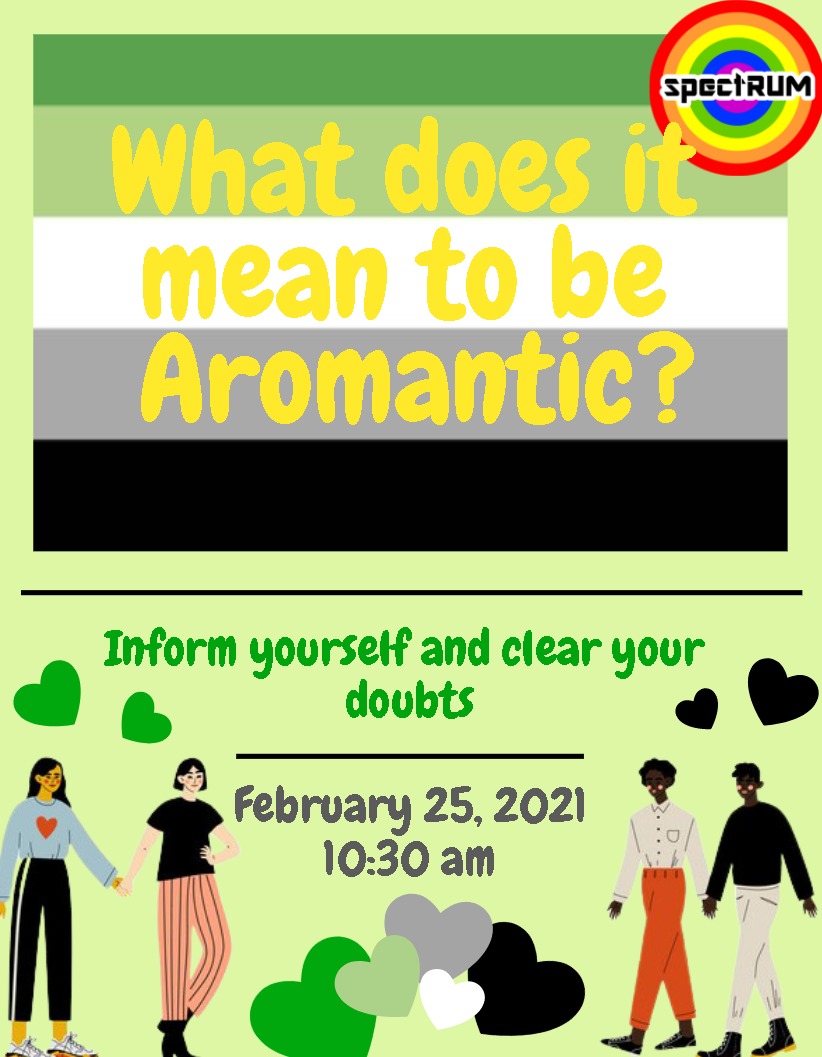 What does it mean to be aromantic? 🤔 It's a very important topic that people don't talk about in daily life. So, we'll be discussing what it means, common misconceptions, and the difference between aromantics and asexuals.
Join our Queer Club tomorrow to learn more!!! 💚🤍🖤