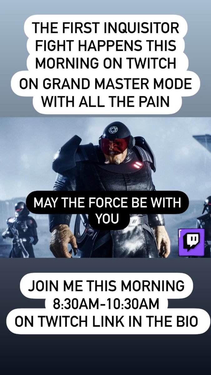 FreckledRanger's tweet photo. The First Inquisitor fight happens this moring !! #JediFallenOrder #smallstreamer #twitch 8:30am -10:30am PST Link in bio https://t.co/Oif5ZhxNCV