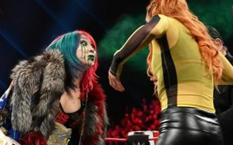 WitWrestling's tweet photo. @WWEAsuka had 1-3 teeth kicked out by Shayna on #RAW ...thinking Baszler would look good in Green...Mist, that is...Heal up fast! https://t.co/dVVqszwIbo