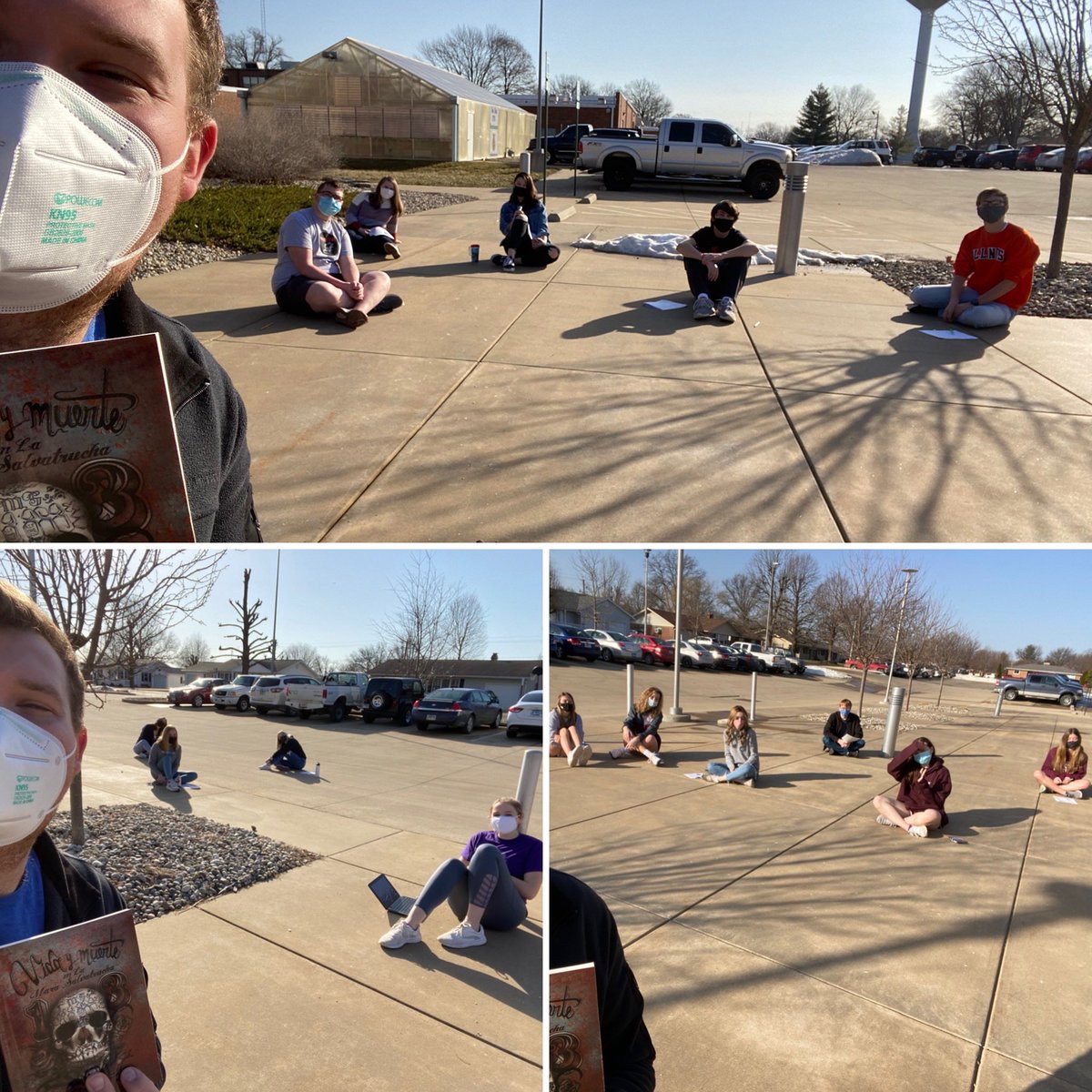 Took advantage of the beautiful weather today! We read chapter 11 of Vida y muerte in Spanish 3/4 and then went outside to work on discussion questions! #redbud132