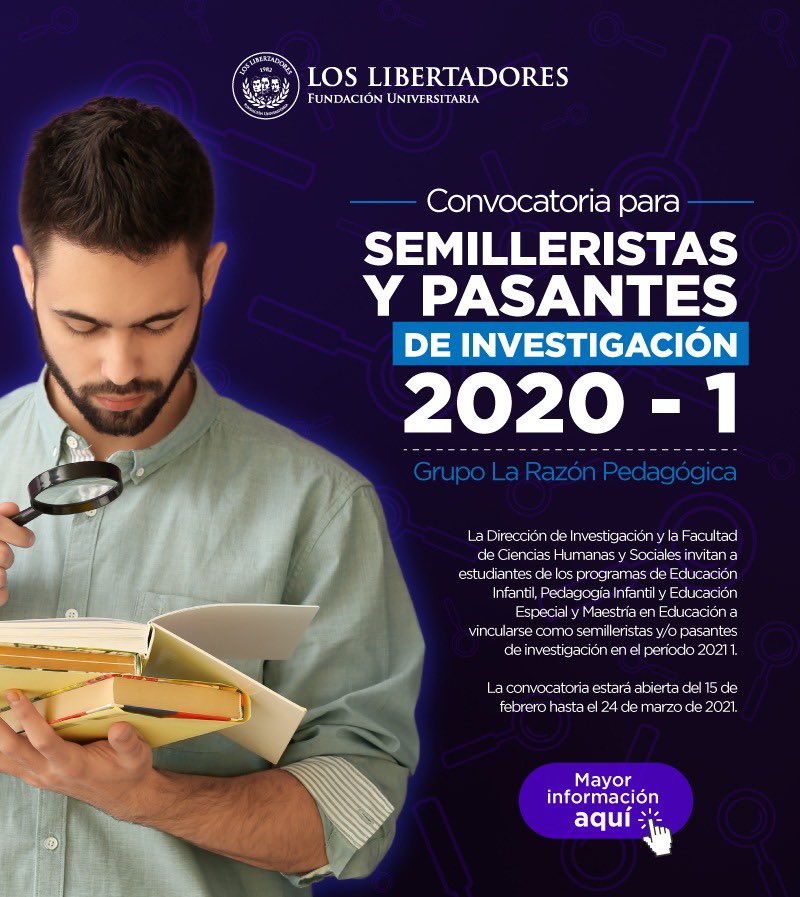 jennydanna1's tweet photo. 🛑Atención #FullEstudiantes de la Fac. de Ciencias Humanas. 👉🏻 Se encuentra abierta la #Convocatoria de #FullSemilleros del grupo de #Investigacion #FullLRP 🔊 Es hora de ser un #FullSemillerista de #FullInvestigaiones @UniLibertadores 🔊🔊Inscripciones:https://t.co/Utr2TmzTNQ 🤏 https://t.co/SlZvTxOkHI