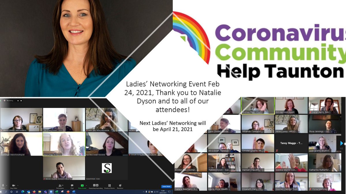 A massive thank you to our guest speaker <a href="/nataliesdyson/">Natalie Dyson BEM</a> and to all of our attendees today at our Ladies' Networking event. Excellent atmosphere and lots of positivity! Our next Ladies' networking will be on April 21, 2021. You can book your place here: bit.ly/3by5kpb
