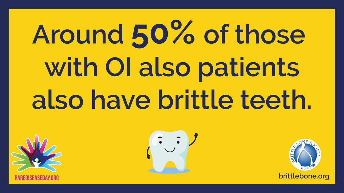 BrittleBoneUK's tweet image. Many people with OI have Dentinogenesis. Please tell us your experiences of finding specialist dentists willing to treat DI? #RareDiseaseDay2021 #RareDiseaseDay