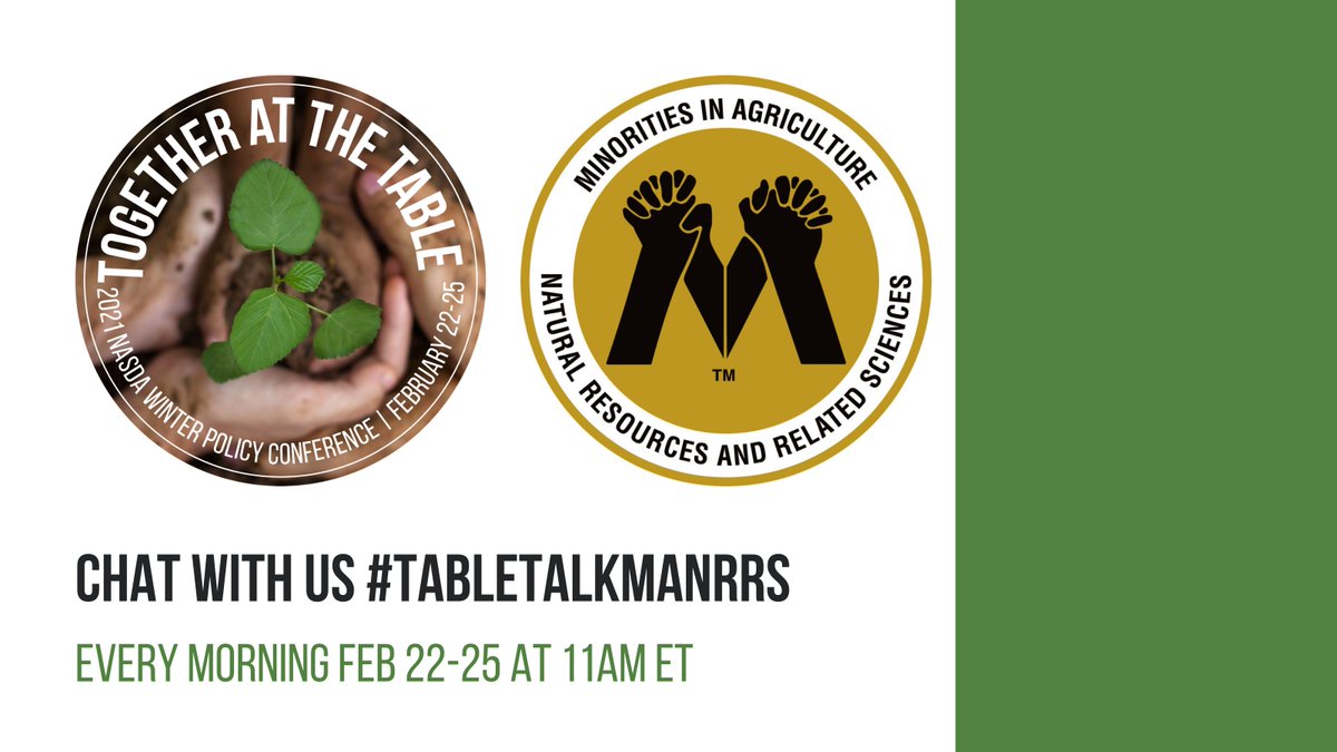 NASDAnews's tweet image. Welcome everyone to today's #TwitterChat with NASDA Pres. &amp;amp; @KYAgCommish Ryan Quarles and @NationalMANRRS - @NASDAFoundation Ag Policy Summit students! Follow with #TableTalkMANRRS!
  
#TogetherAtTheTable @MsAgvocate